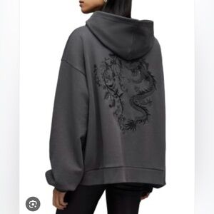 All Saints Auru Rihan oversized washed black hoodie M